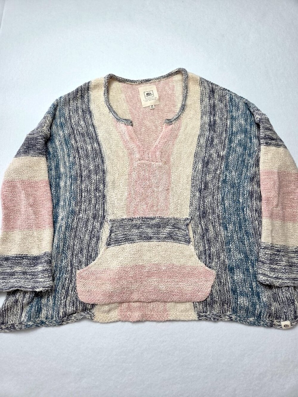 Rip Curl Knit Pullover Sweater Pink Blue Stripes Women's Size XS